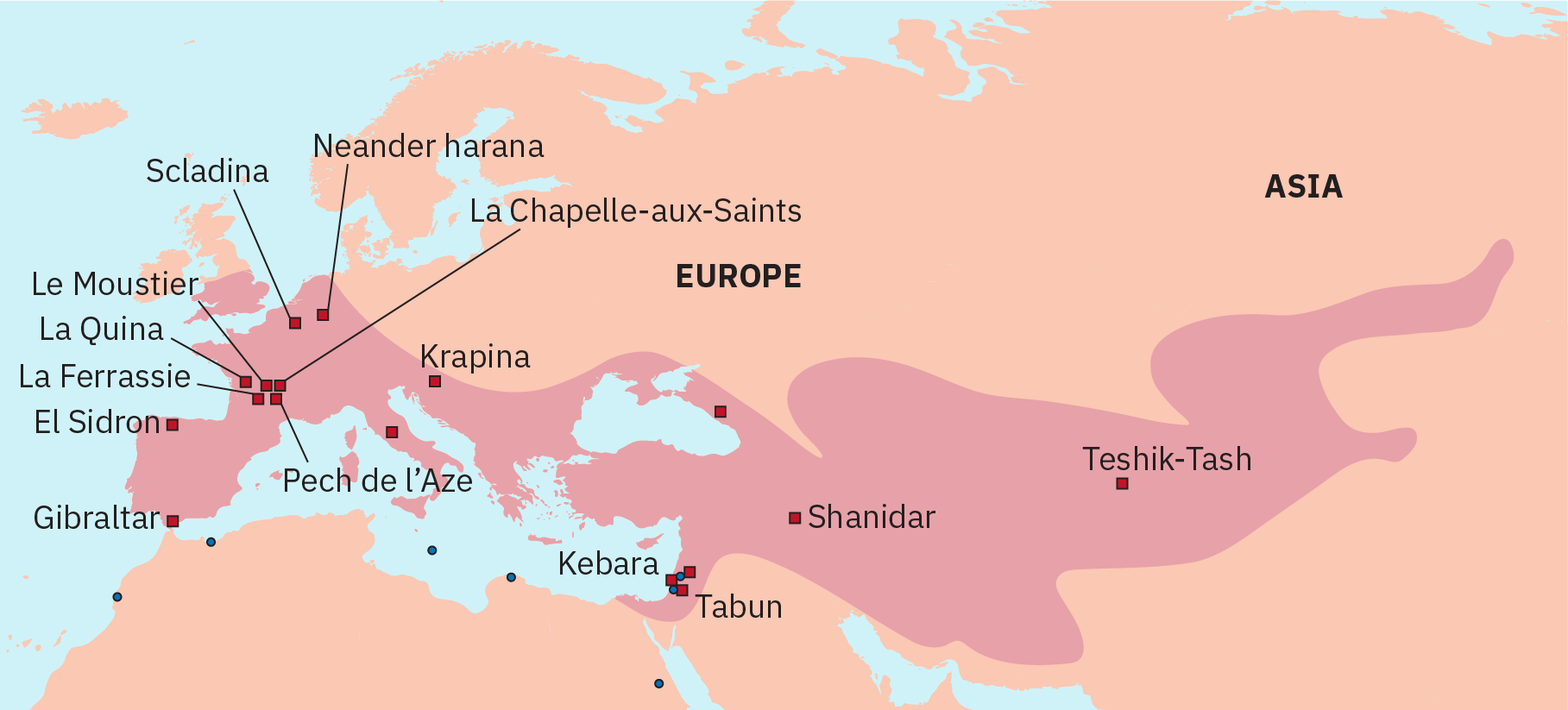 تظهر مواقع المواقع والأراضي في أوروبا والشرق الأوسط وجزء داخلي من آسيا.