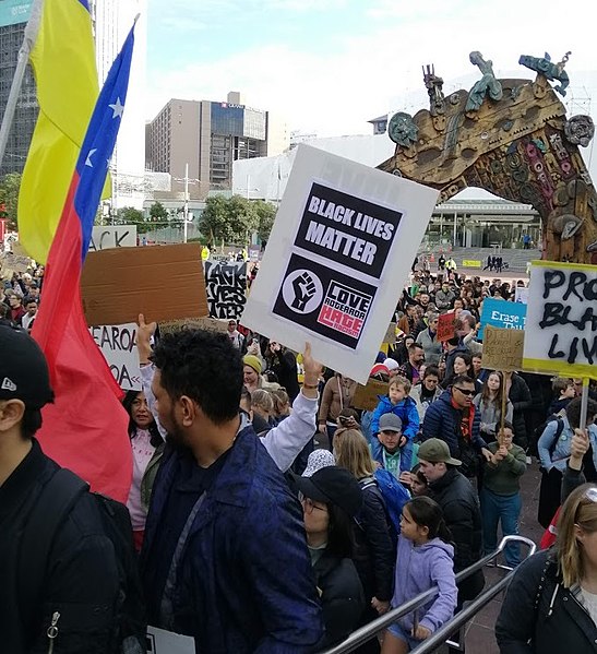 A large group of people at a Black Lives Matter rally.