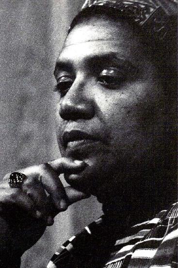 Headshot of Audre Lorde with a thoughtful expression