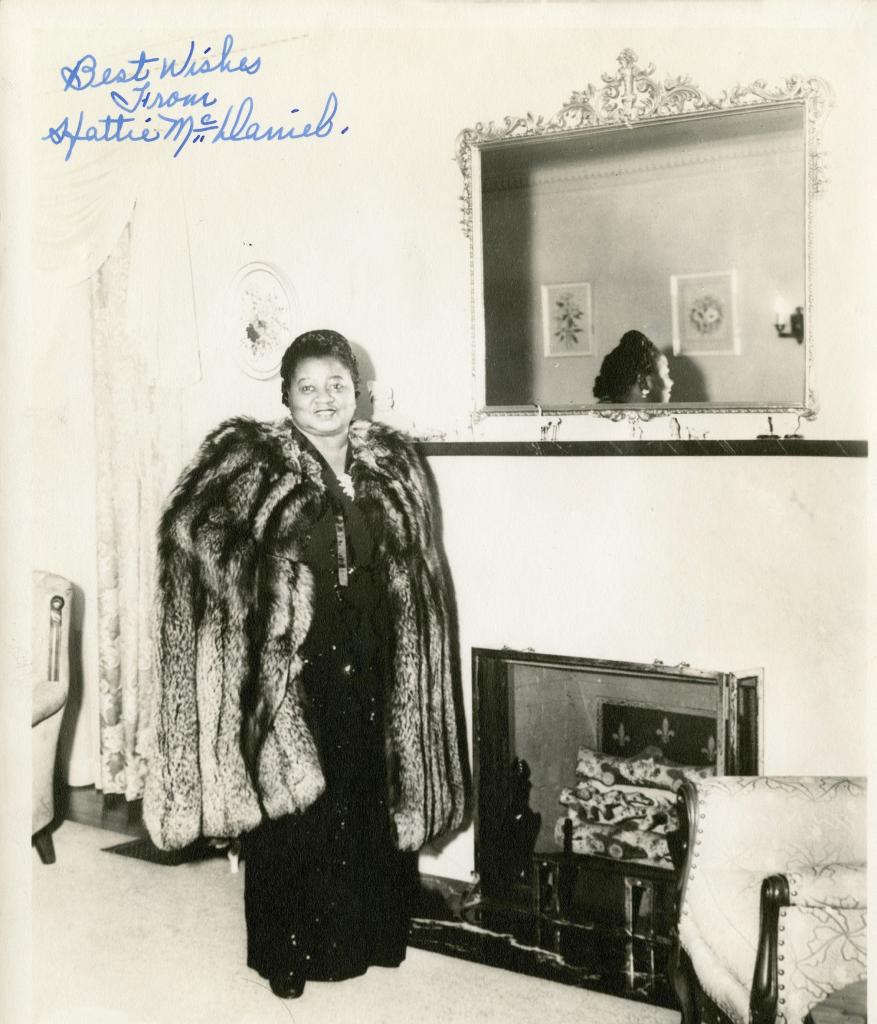 signed photo that reads 'Best Wishes from Hattie McDaniel'