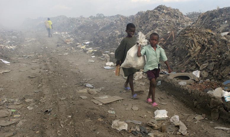 children in garbage dump
