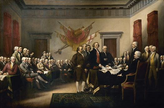 Cette peinture représente la signature de la Déclaration d'indépendance.