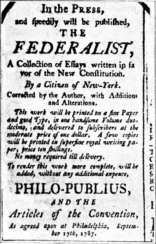 Cette image montre une publicité pour les journaux The Federalist.