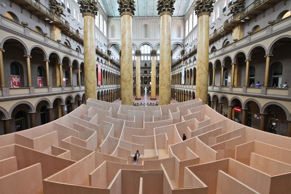 A life size maze at the Washington D.C. National Building Museum.