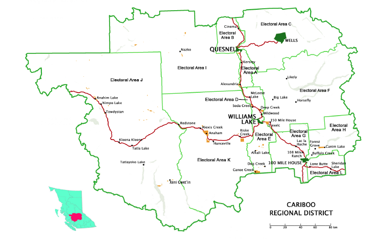 Figure 4.2. Cariboo Regional District showing location of Williams Lake