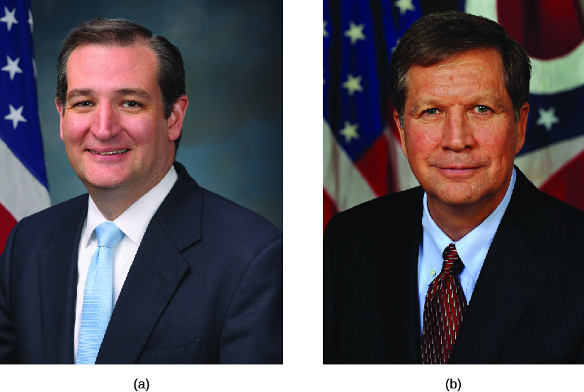 L'image A est celle de Ted Cruz. L'image B représente John Kasich.