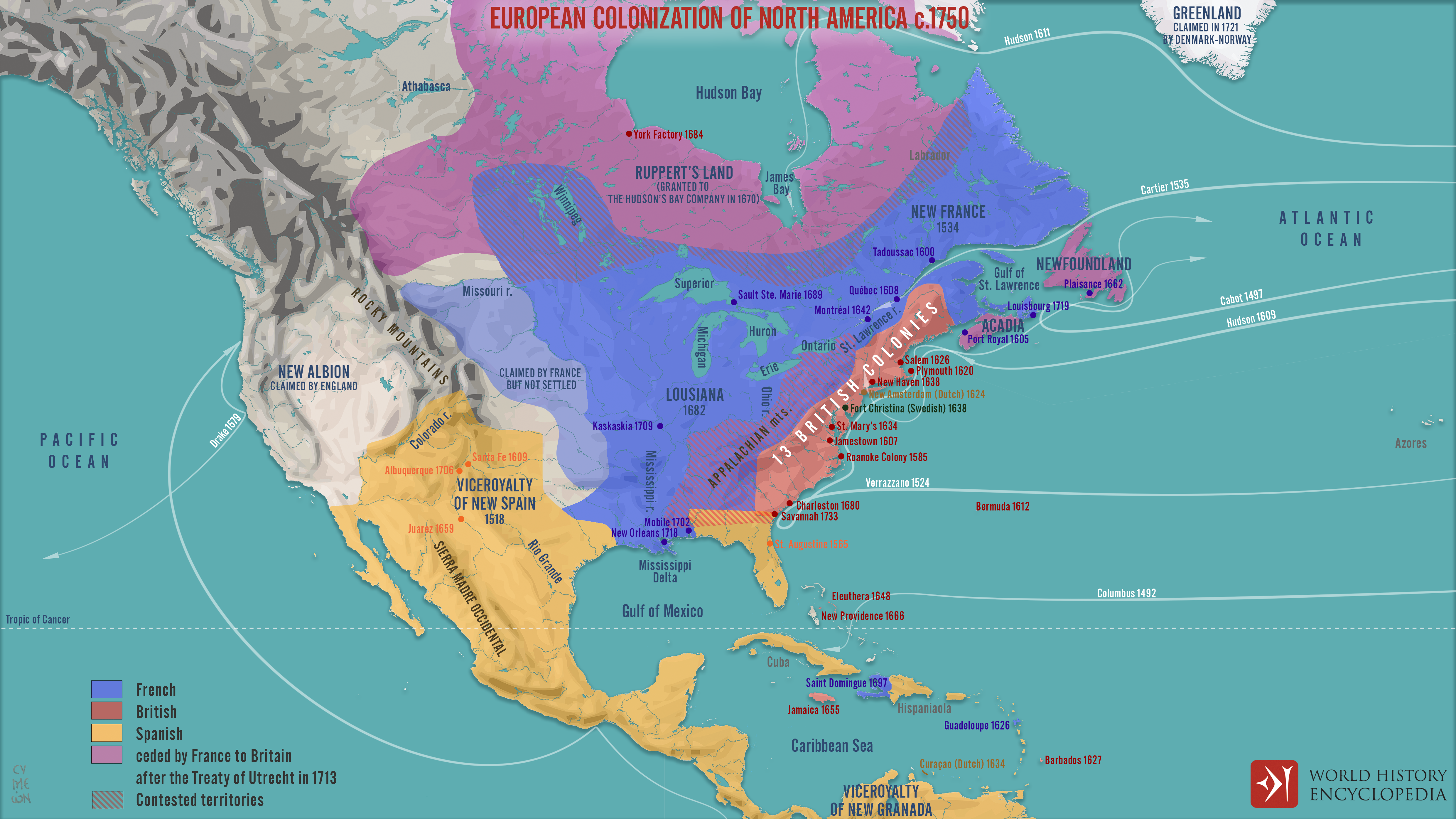 French, British, and Spanish colonialization of North America