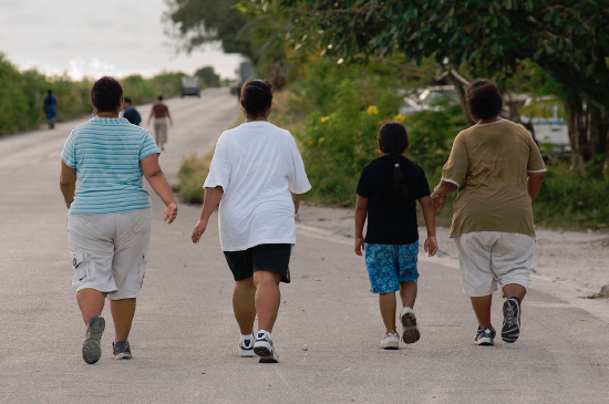 Participants of a walk against diabetes and for general fitness around Nauru airport.