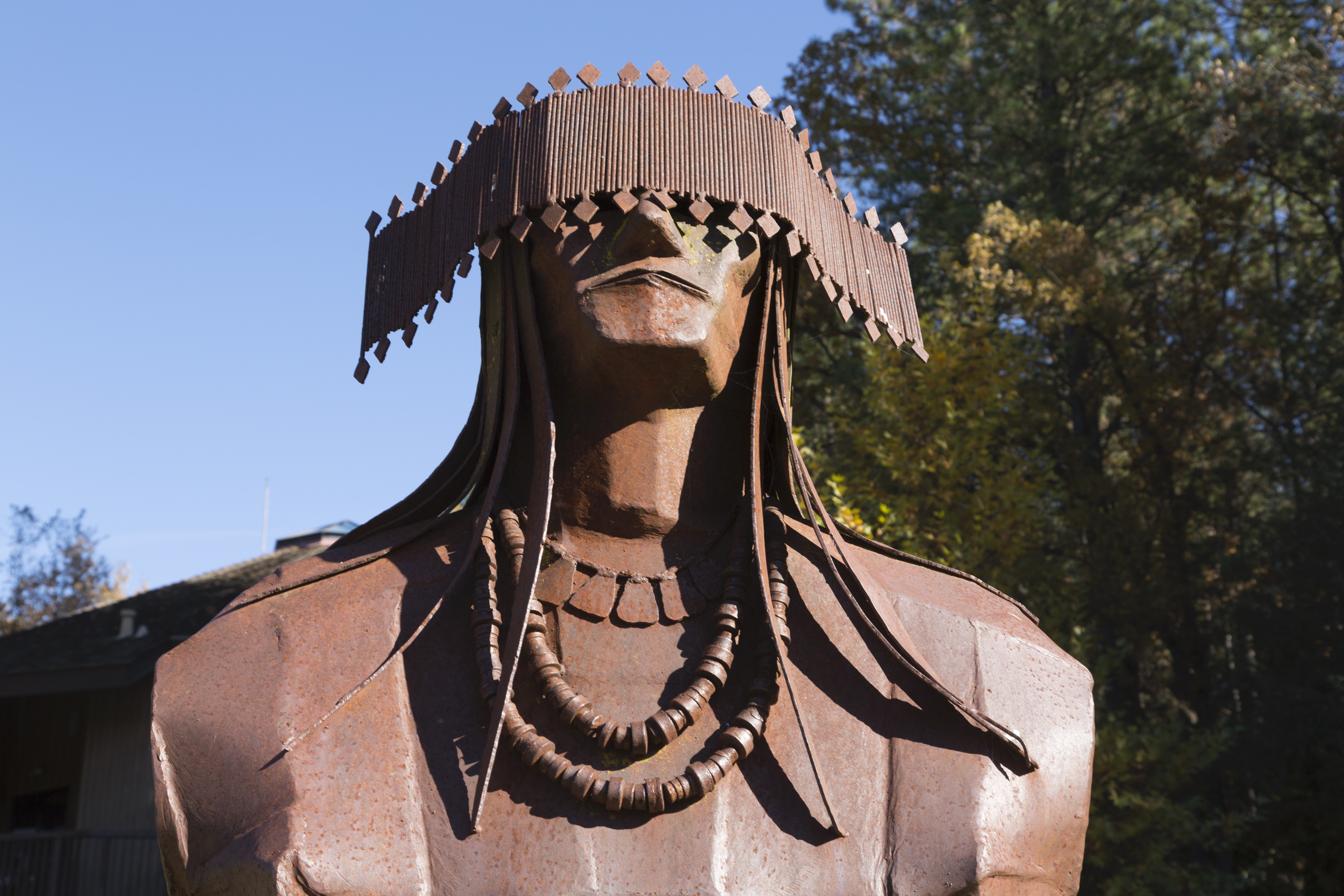 Sculpture of a Miwok Dancer done in metal work at Indian Grinding Rock State Historic Park California
