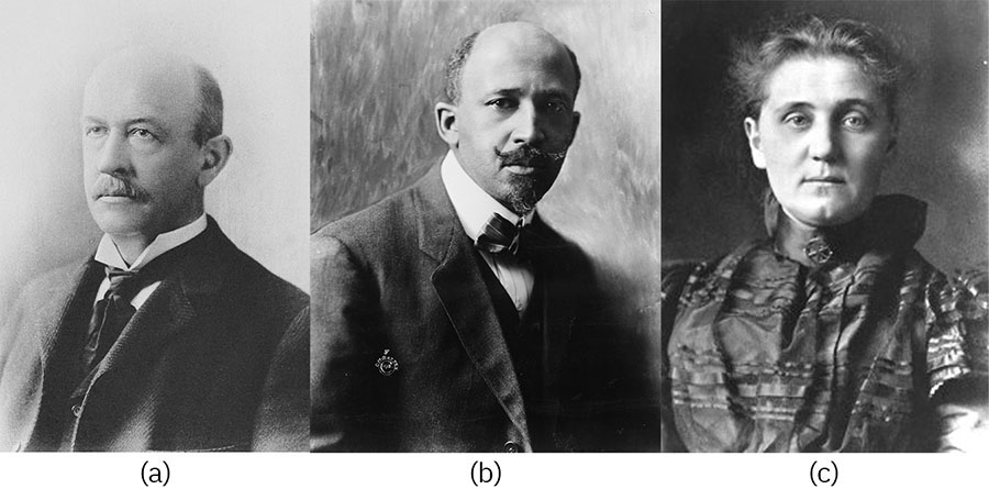Portraits of William Sumner, W.E.B Du Bois, and Jane Adams.