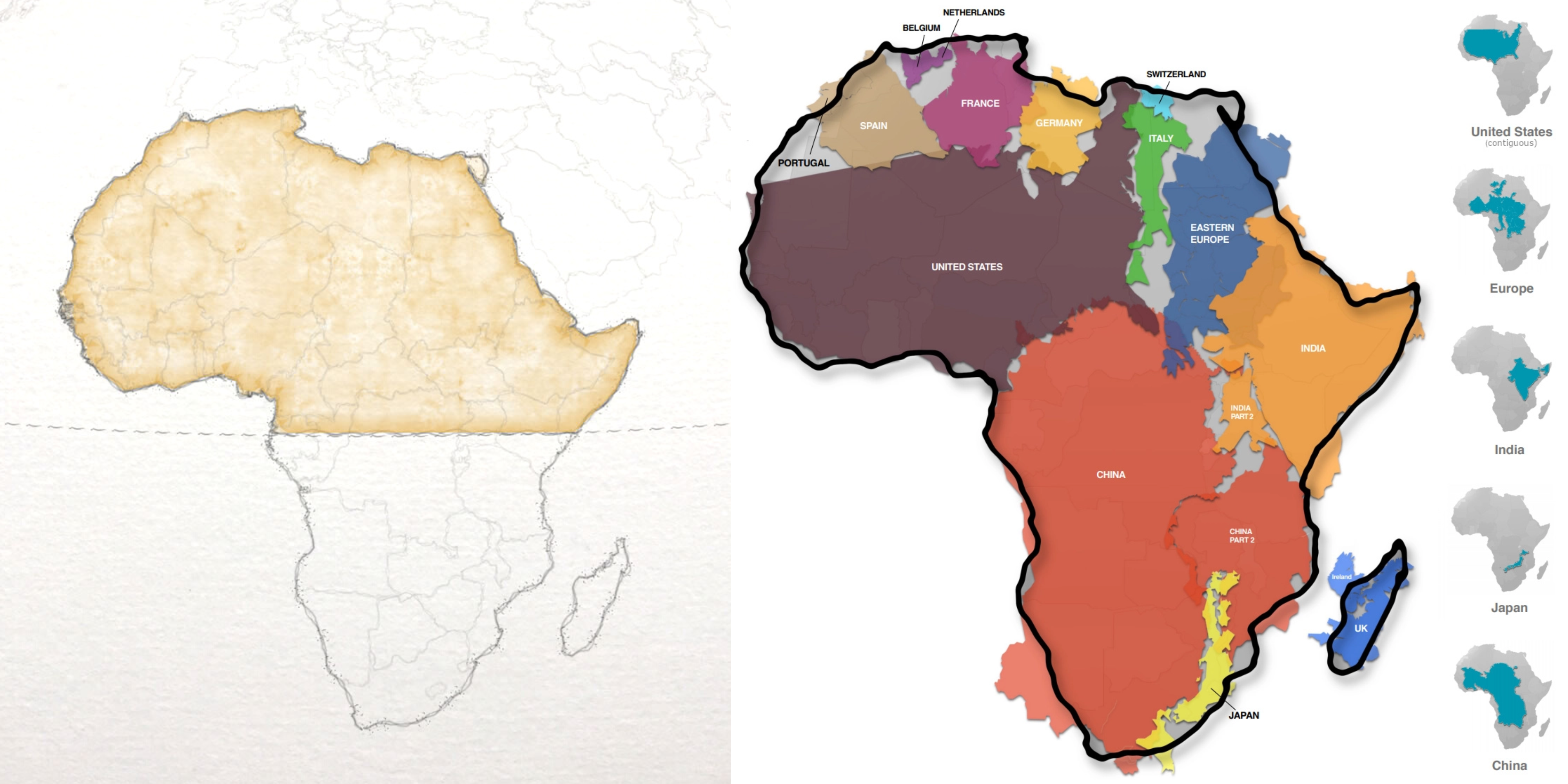 Equator line drawn on a map of Africa; Many countries mapped inside the continent of Africa show it's large area