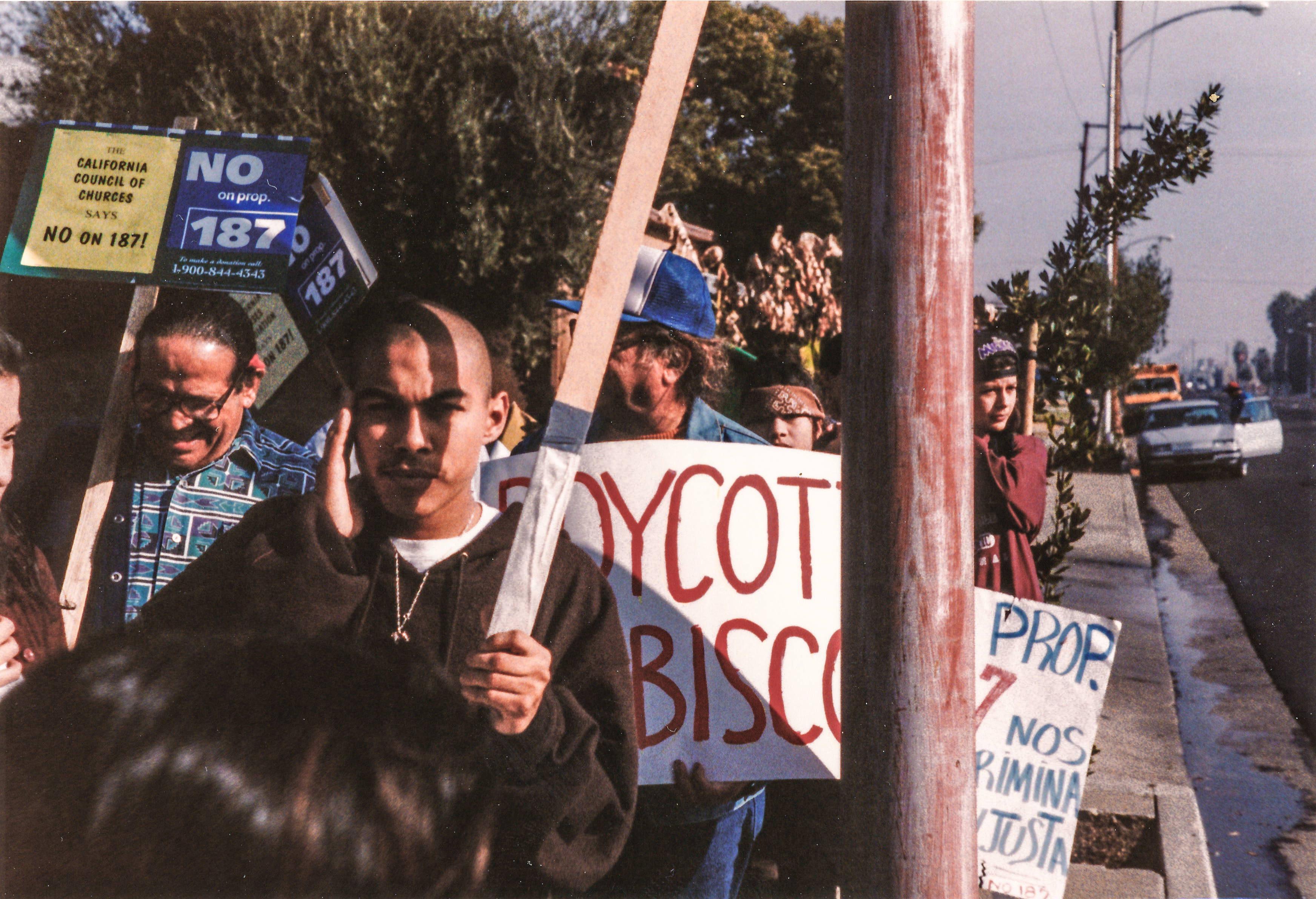 A group of protestors against Prop 187 in Fresno, California