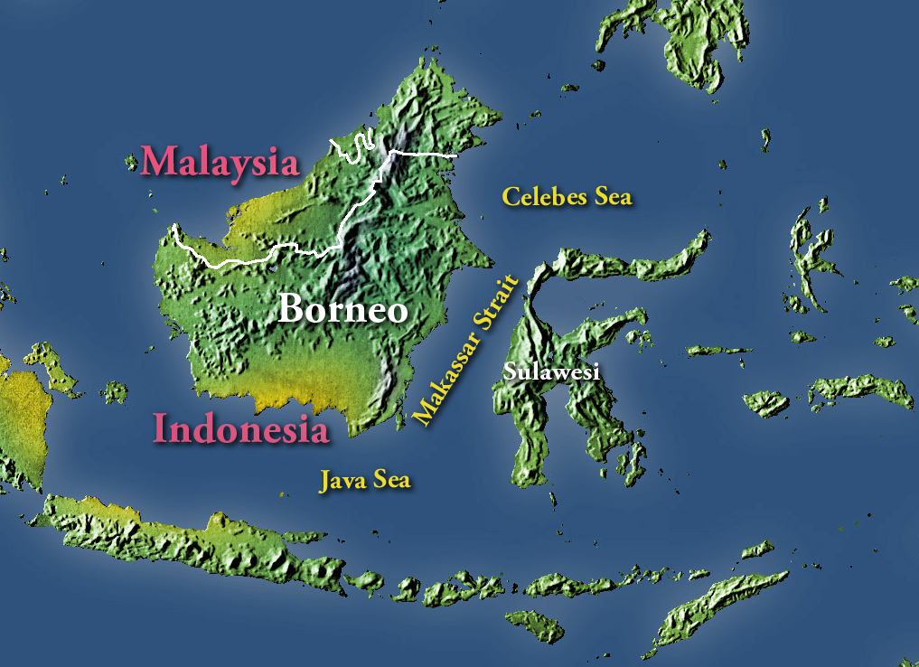 Indonesia with the Makassar Strait at the center
