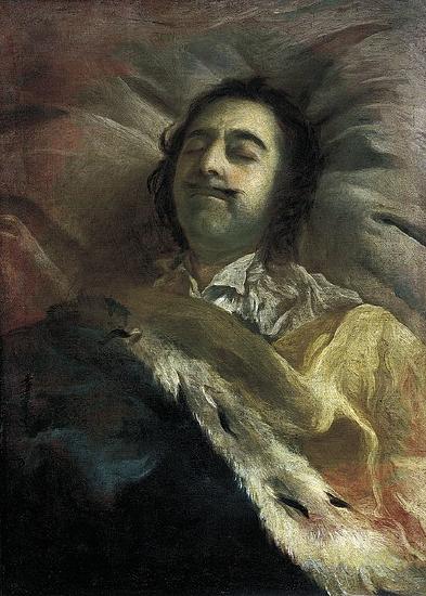 Painting of Peter the Great on his deathbed