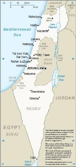 Political map of the state of Israel