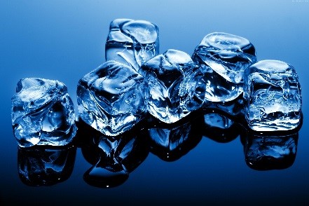 six melting ice cubes
