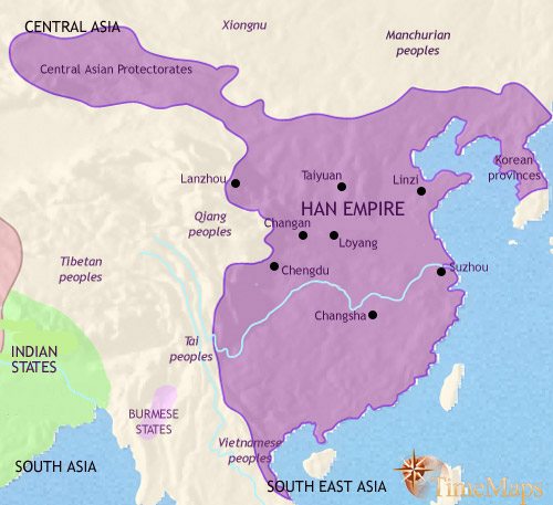 Han Dynasty of Ancient China extend from Central Asia to northern Southeast Asia