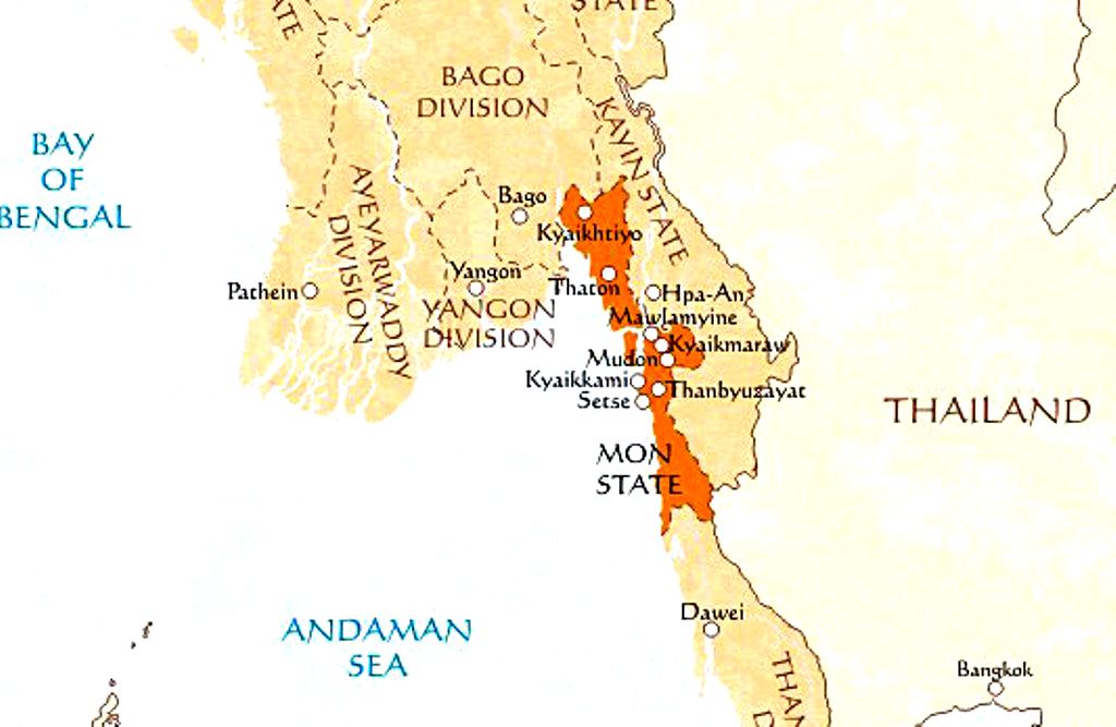 Burma South East and Mon State mapped