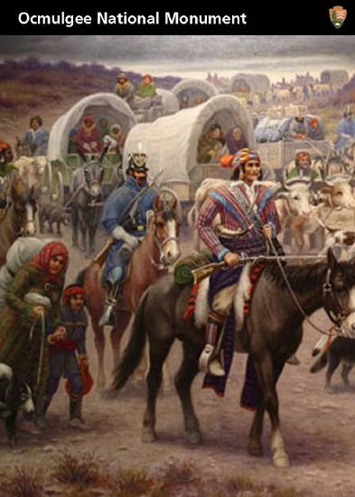 Painting of the Trail of Tears for the Creek People