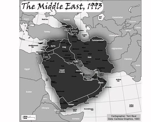 Map of the Middle East in 1993.