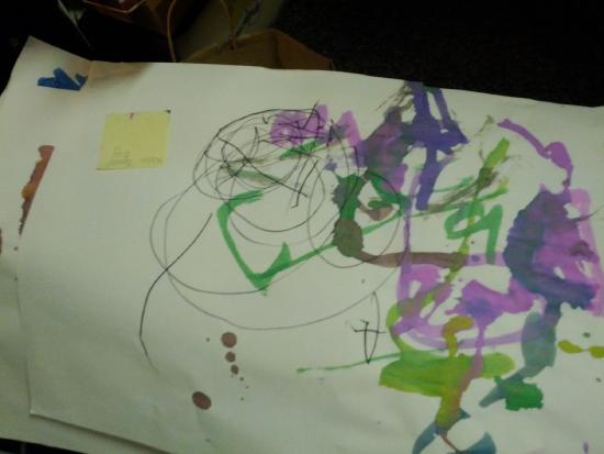 Child's art with post it and documentation