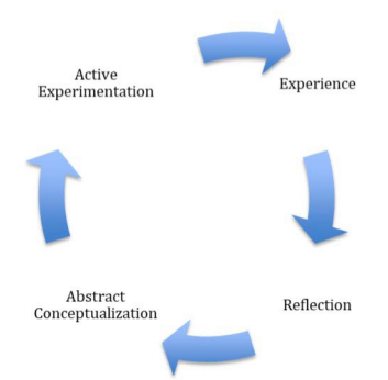 Kolb's learning cycle. Experience, Reflection, Abstract Conceptualization, and Active Experimentation