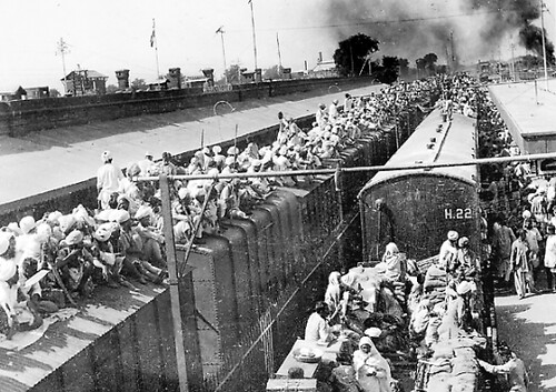 partition refugees commuting by train