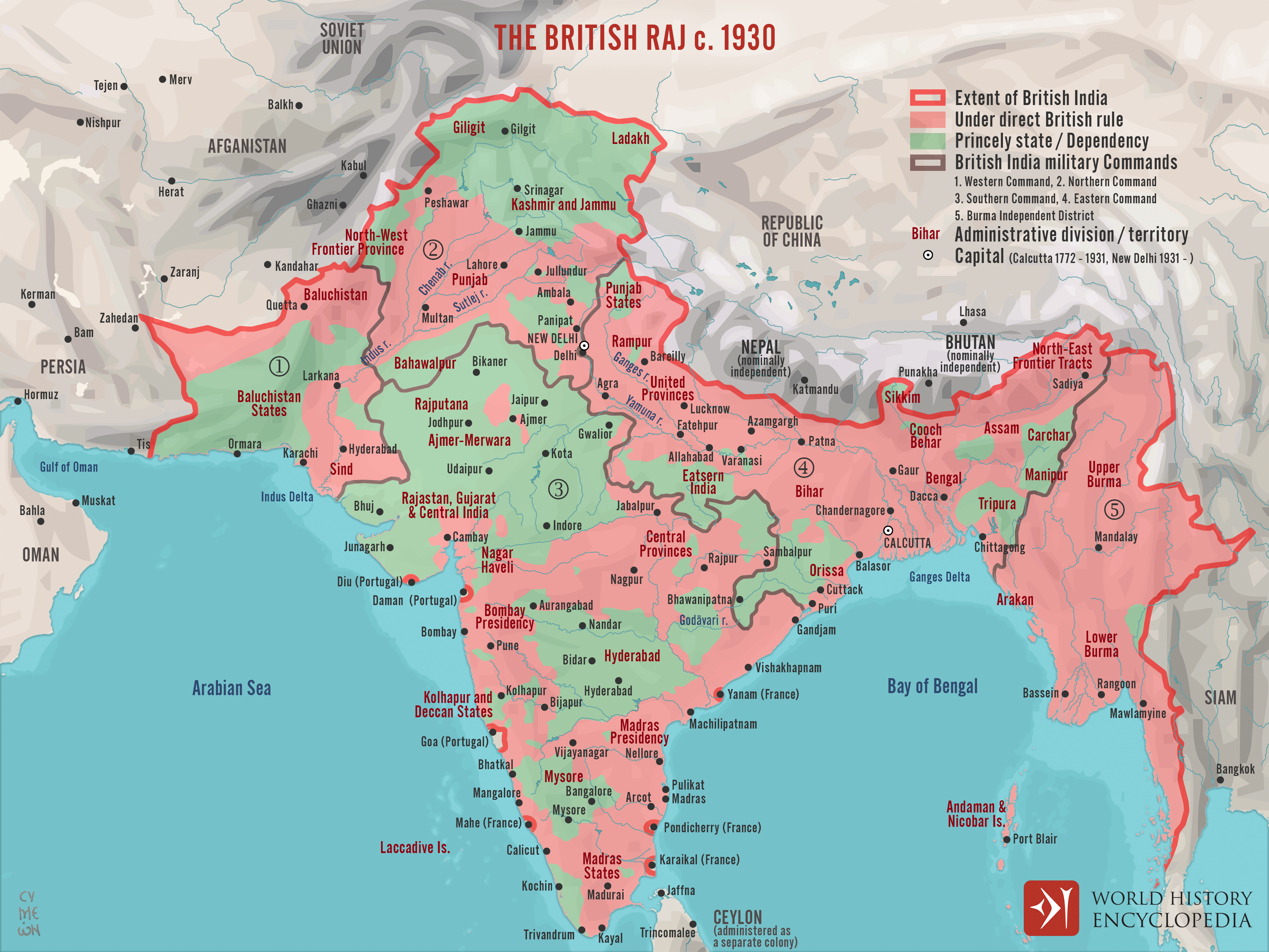 princely states and India under the British Raj circa 1930