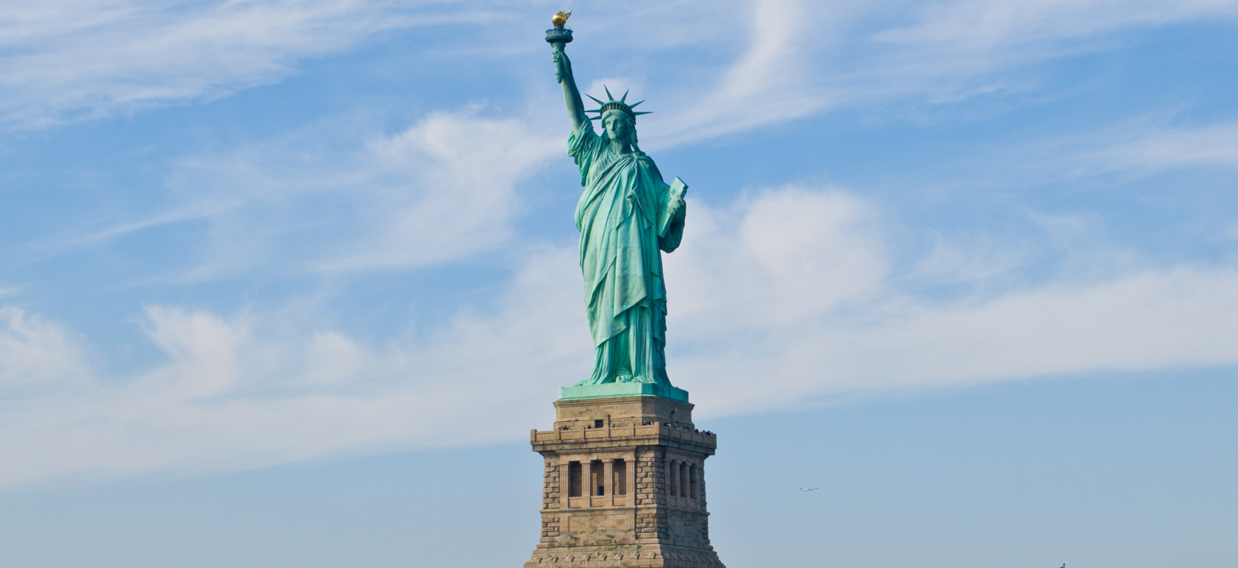 A photograph of the Statue of Liberty.