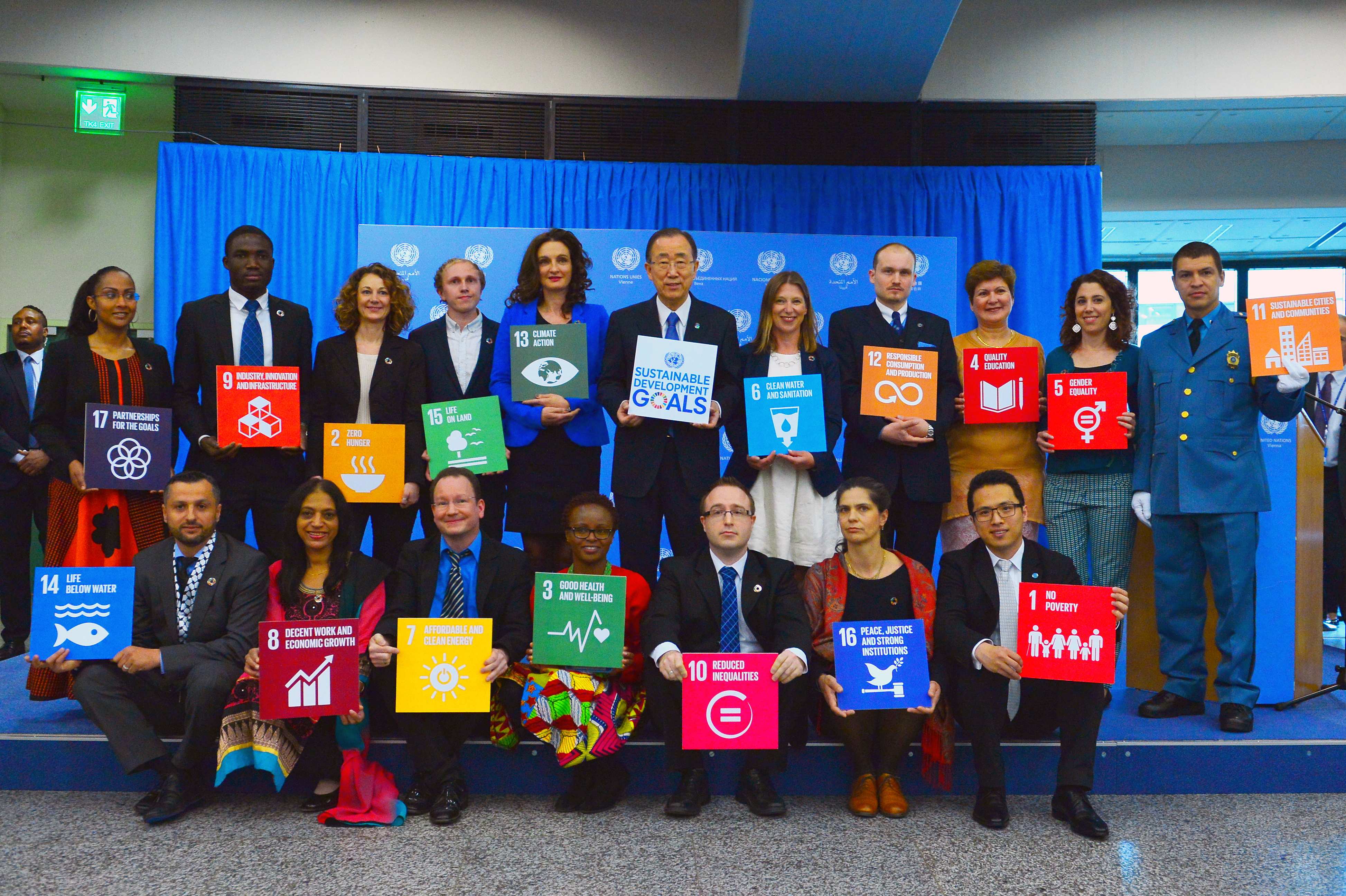 Ban Ki Moon celebrates progress towards the United Nation's 17 Sustainable Development Goals