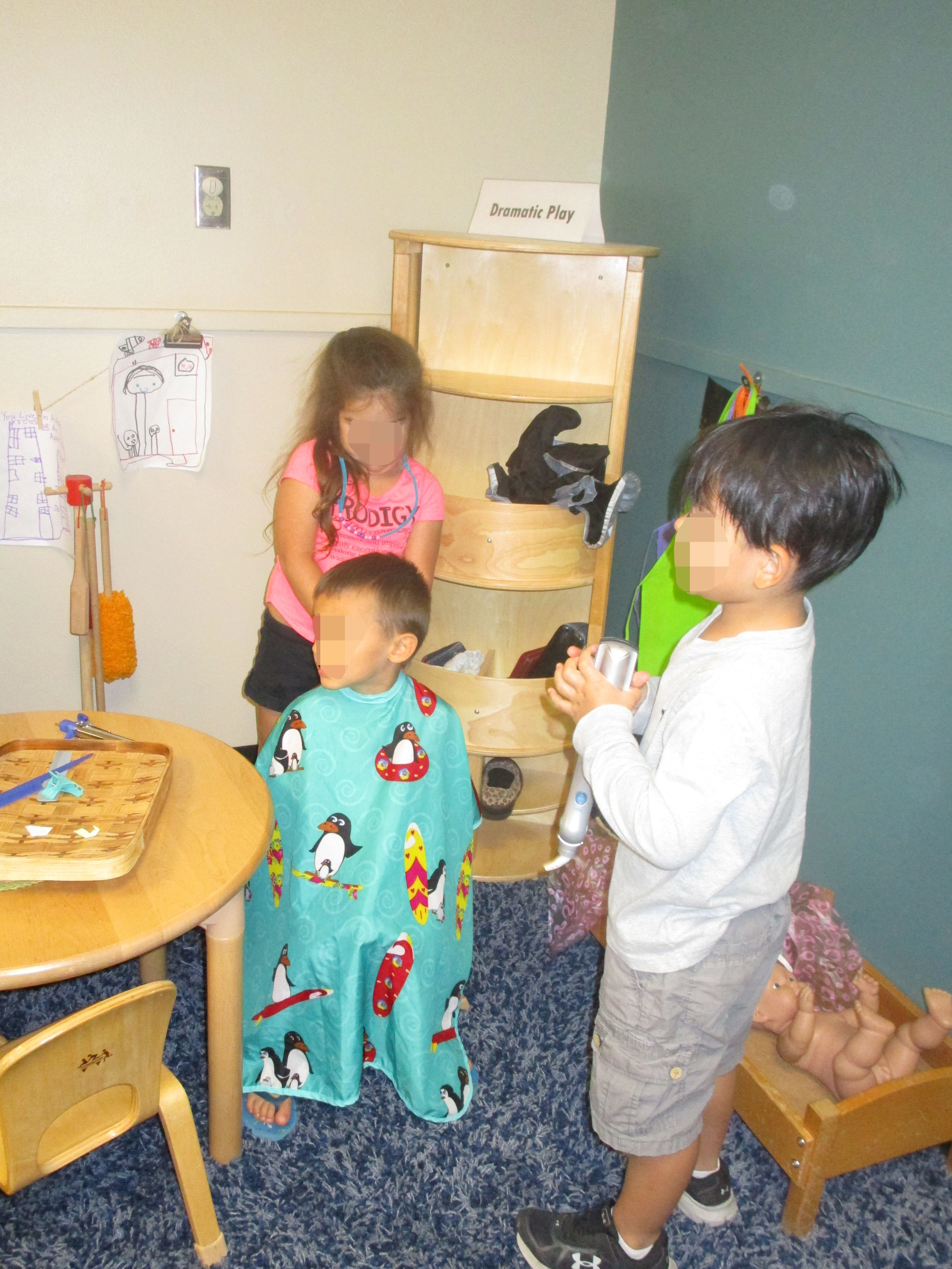 Children playing hair salon