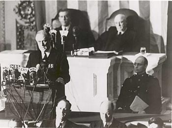 FDR delivers speech before Congress.