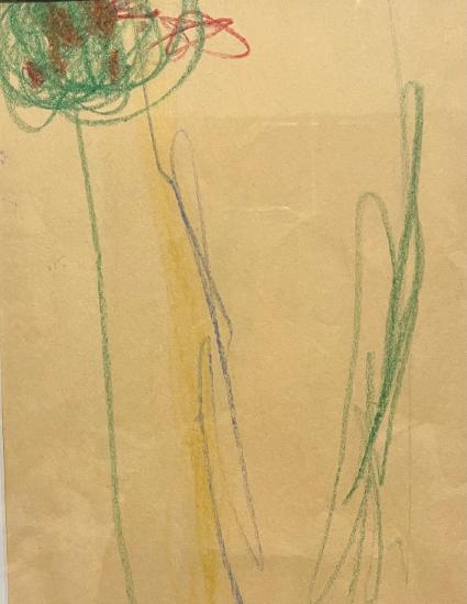 Basic forms example of lines and circles that came together as an apple tree