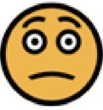 A face icon with a slight frown and raised eyebrows.