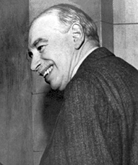 A imagem é uma fotografia de John Maynard Keynes.