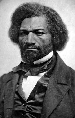 Black and white portrait of Frederick Douglass