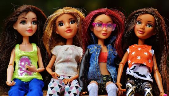 Group of diverse Barbie-like dolls