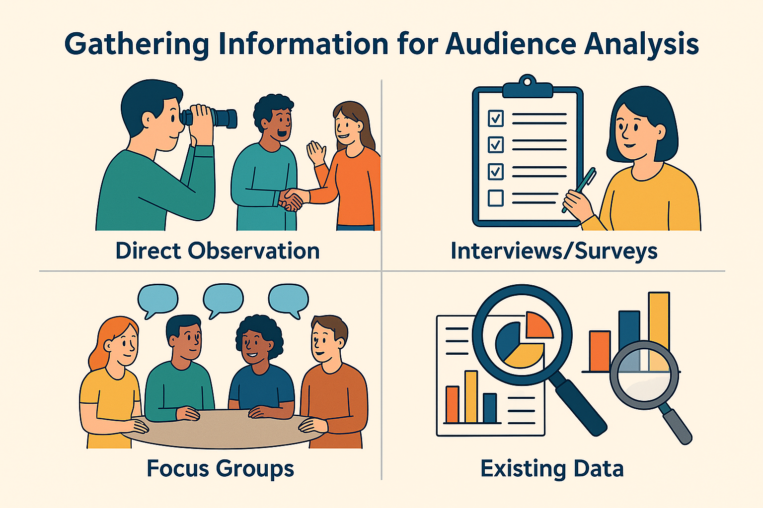 Gathering information via 4 methods