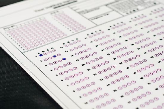 Scantron sheet for standardized testing