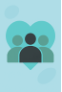 Graphic of three stylized people in front of a heart shape, set against a light blue background.