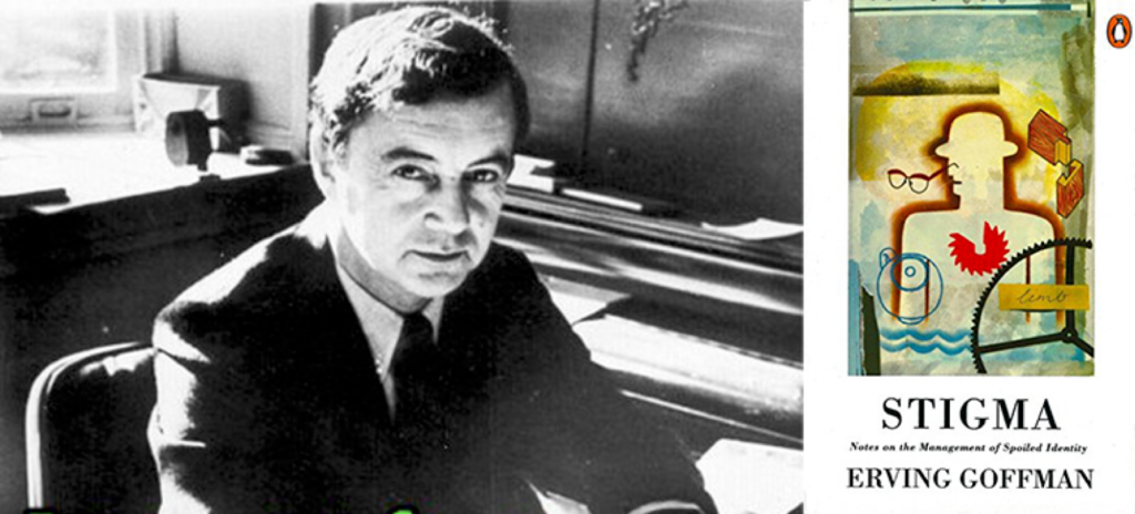 left, a black and white photo of a light skinned man in an office. Right, the cover of a book.