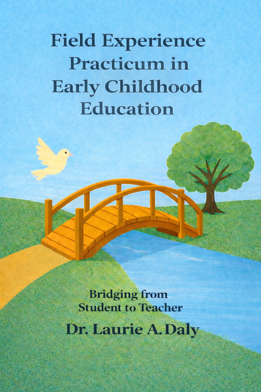 Cover of a book titled "Field Experience Practicum in Early Childhood Education" featuring a bridge over water and a tree.