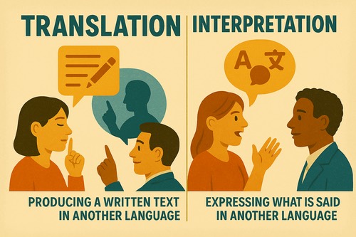 Visual showing that translation in a literal word-for-word expression and interpretation tries to align symbols and meaning.