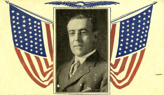 Woodrow Wilson and American Flags.