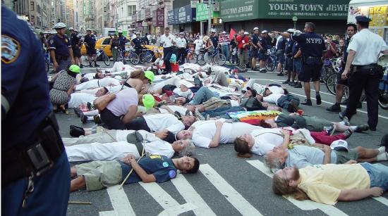 Civil disobedience at the protests of the Republican National Convention, New York City, 2004