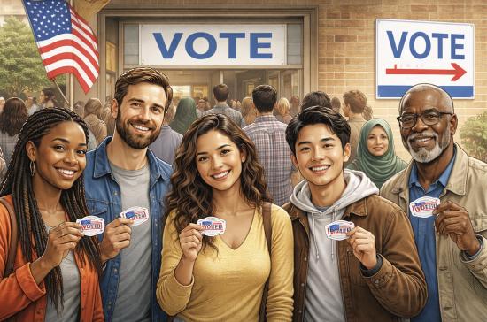 Voters of different racial and ethnic backgrounds.