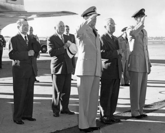President Harry S. Truman at Hickam Field, Honolulu, Hawaii, 1950.