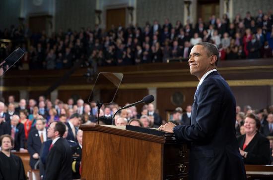 President Barack Obama acknowledges applause before he delivers the State of the Union address in the House Chamber at the U.S. Capitol in Washington, D.C., Jan. 28, 2014.