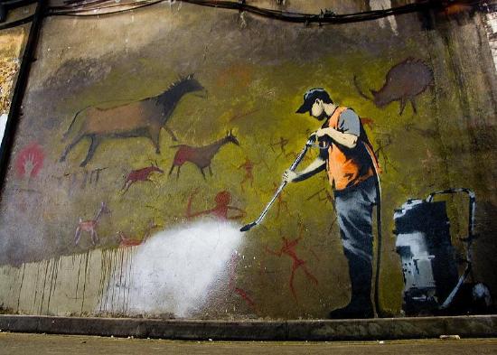 "Graffiti" by the contemporary artist Banksy, London 2008