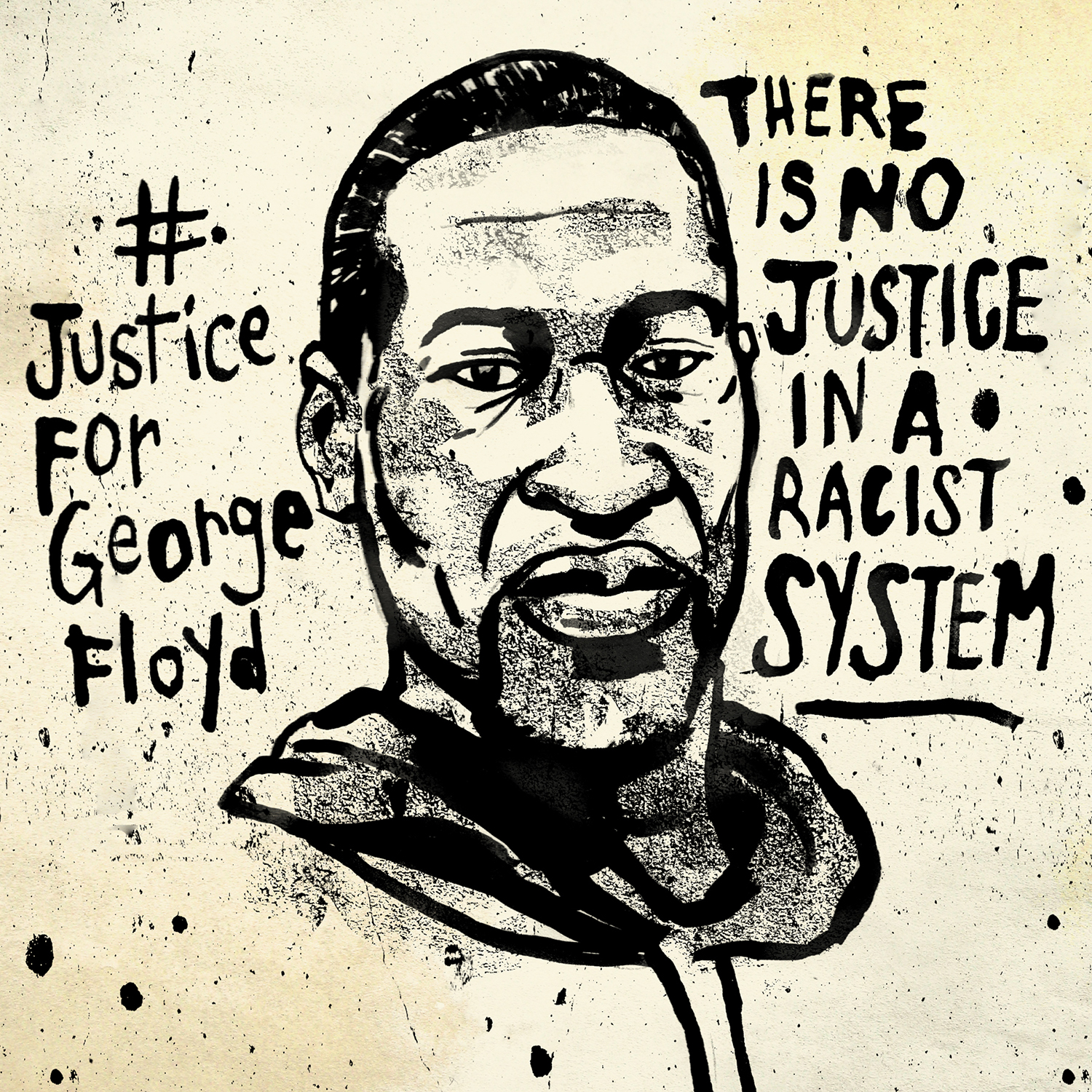 A stylized drawing of George Floyd 
